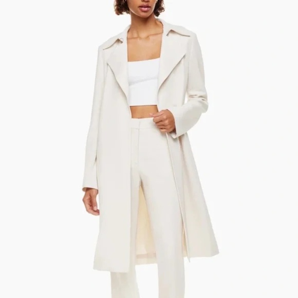 NWT Aritzia Adira Trench Coat in size Large, birch white